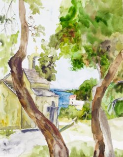 Bol - St. John's Church, 2002, watercolor, 40 x 50 cm