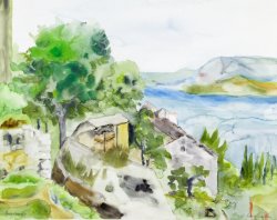 Brac Island - Murvica Village, 2002, watercolor, 40 x 50 cm