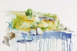 Face of the Sea - Cliff Erosion?, 2007, watercolor on canvas, 40 x 60 cm