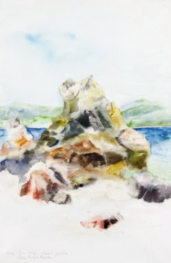 Face of the Sea - Rock with Scenery, 2007, watercolor on canvas, 40 x 60 cm