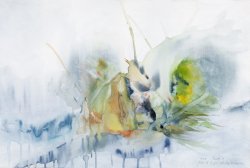 Rock IV - Rain and Fog, 2008, watercolor on canvas, 40 x 60 cm