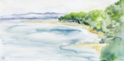 Bol on Brac Island - Paradise Beach I, 2004, watercolor on canvas, 30 x 60 cm