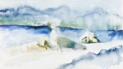 Jonathan Seagull - Where to?, 2009, watercolor on canvas, 40 x 70 cm