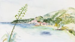 Landscape, 2009, watercolor on canvas, 40 x 70 cm