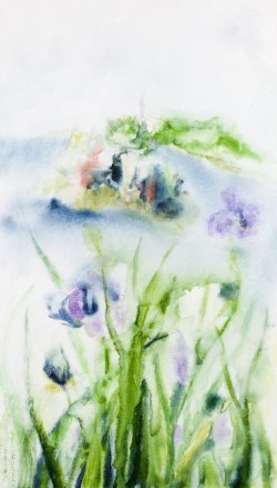 Landscape, 2009, watercolor on canvas, 40 x70 cm