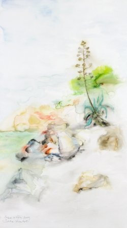 Alone in Silence, 2009, watercolor on canvas, 40 x 70 cm