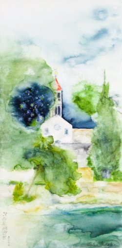 Cosmos, 2006, watercolor on canvas, 30 x 60 cm