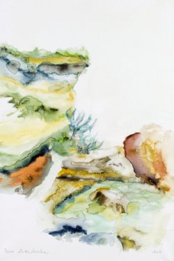 Cliff, 2008, watercolor on canvas, 40 x 60 cm