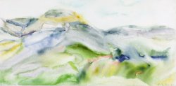 Glavica Hill, 2004, watercolor on canvas, 30 x 60 cm