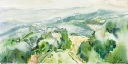 September Mists, 2003, watercolor on canvas, 30 x 60 cm