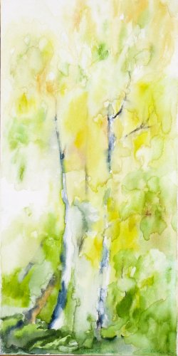 Autumn 2006 - Birches, 2006, watercolor on canvas, 30 x 60 cm