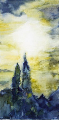 Farewell I, 2005, watercolor on canvas, 30 x 60 cm