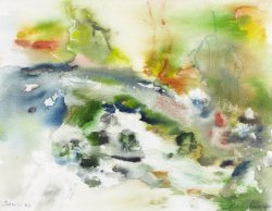 Savica Waterfall I, 2003, watercolor on canvas, 35 x 45 cm