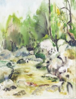Savica Waterfall II, 2003, watercolor on canvas, 35 x 45 cm