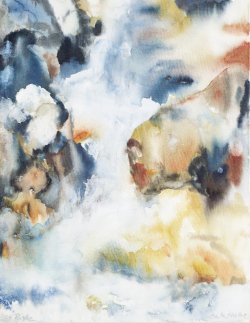 Rinka Waterfall I, 2004, watercolor on canvas, 35 x 45 cm