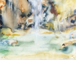 Rinka Waterfall III, 2004, watercolor on canvas, 35 x 45 cm