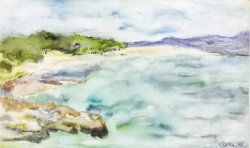 Landscape, 2002, watercolor on canvas mounted on wooden panels, 30 X 50 cm