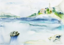 Bol III - Landscape, 2004, watercolor on canvas mounted on cardboard, 35 X 50 cm