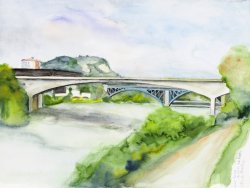 Maribor - Bridges over Drava River, 2005, watercolor, 30 x 40 cm