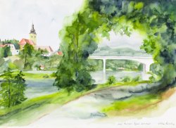 Maribor - Drava River Scenery, 2005, watercolor, 40 x 50 cm