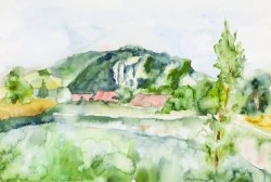 Landscape - Melje Hill, 2005, watercolor, 48 x 56 cm