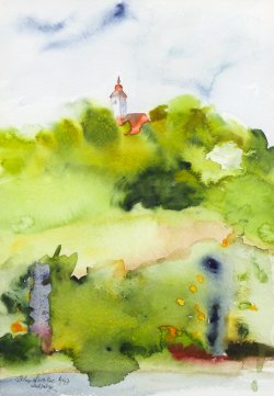 Maribor - Kalvarija Hill, 1997, watercolor, 25 x 36 cm