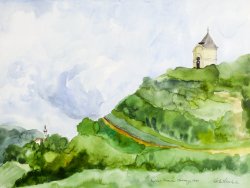 Maribor - Piramida Hill, 2000, watercolor, 40 x 50 cm
