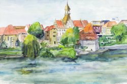 Maribor - Lent, 2005, watercolor, 40 x 55 cm