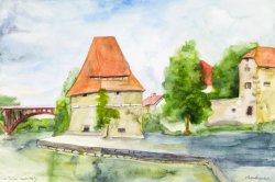 Maribor - Water Tower, 2005, watercolor, 26 x 40 cm