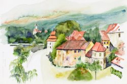 Maribor - Lent I, 2005, watercolor, 26 x 39 cm