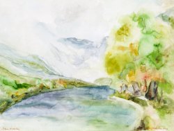 Landscape II - Lake Bohinj, 2003, watercolor, 32 x 42 cm